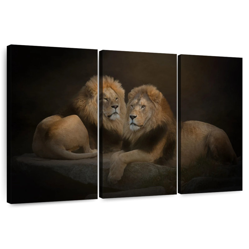Twin Lions, 24" H x 38" W