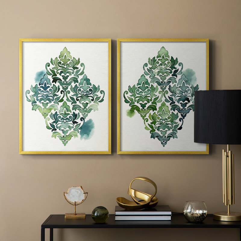 «Algae and Azule Motif I», reproduction encadrée de qualité supérieure - prête à être accrochée - aucun clou requis - aucun clou requis