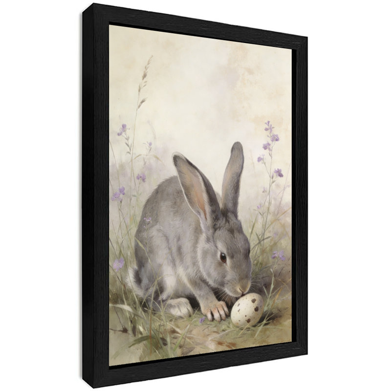 Reproduction d'art encadrée pour décoration intérieure moderne, lapin mangeant de la nourriture prête à suspendre, impression haute définition sur toile