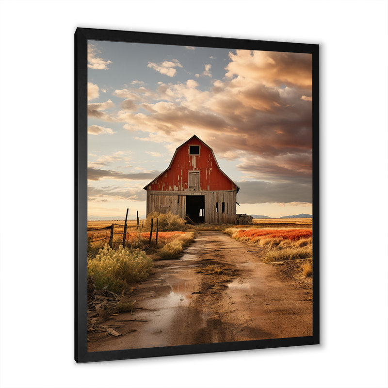 Audey " Barns Rustic Charm IV ", 20" H x 12" W x 1" D, Black Single Picture Framed