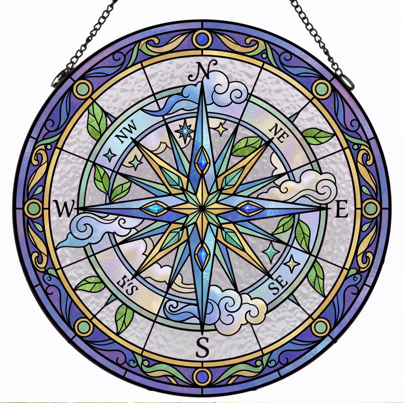 Vitrail Compass Rose, H 7,8 po