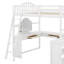 Lit mezzanine double en bois avec bureau
