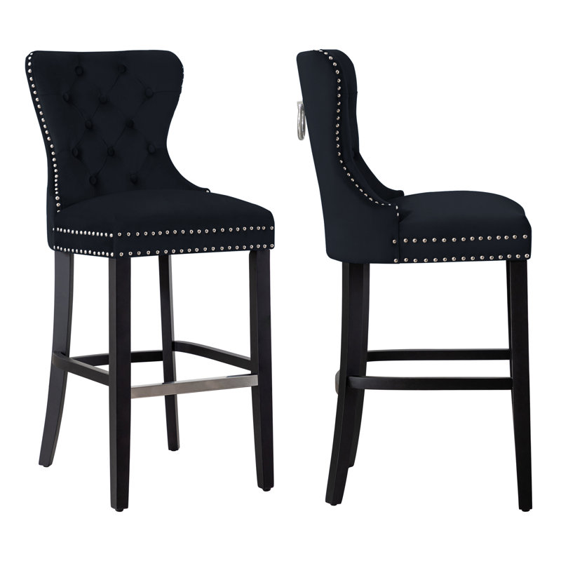 Tabouret de bar et de comptoir Kirsten, Tabouret de bar (siège d'une hauteur de 29 po), Noir, Noir