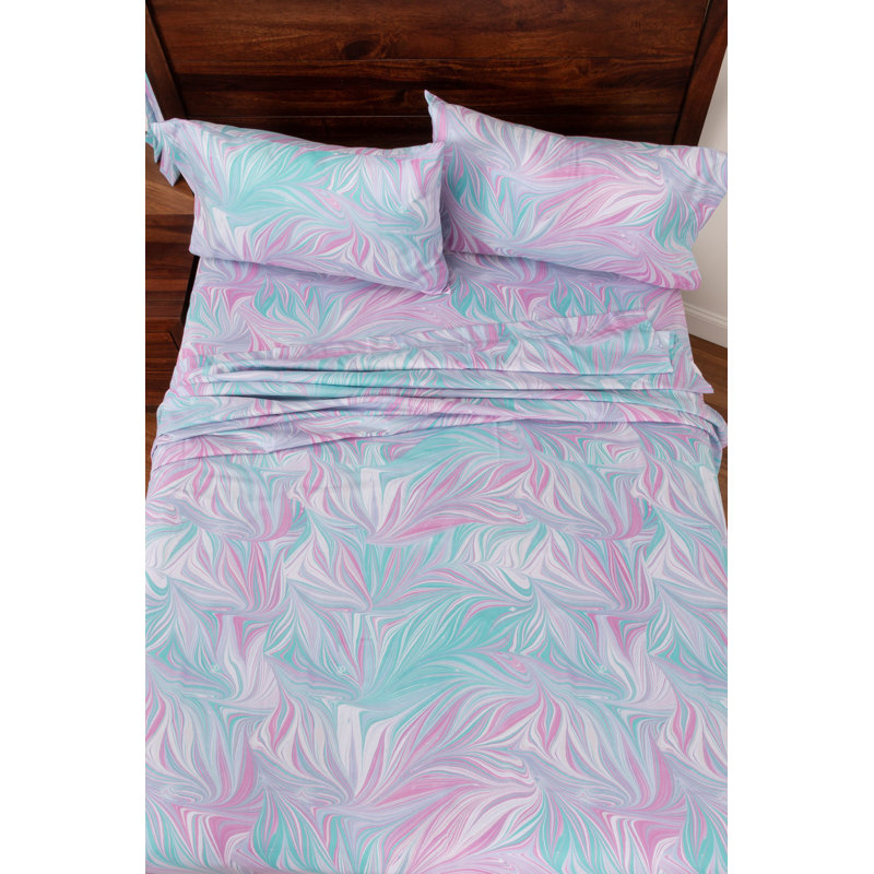 Verona Microfiber Floral Sheet Set, Queen Sheet Set with Fitted Sheet and 2 Pillowcase