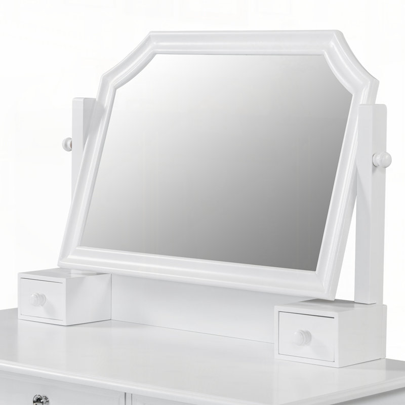Vanity Desk with Flip-Top Mirror, Dressing Table Set with Drawer & Cabinet