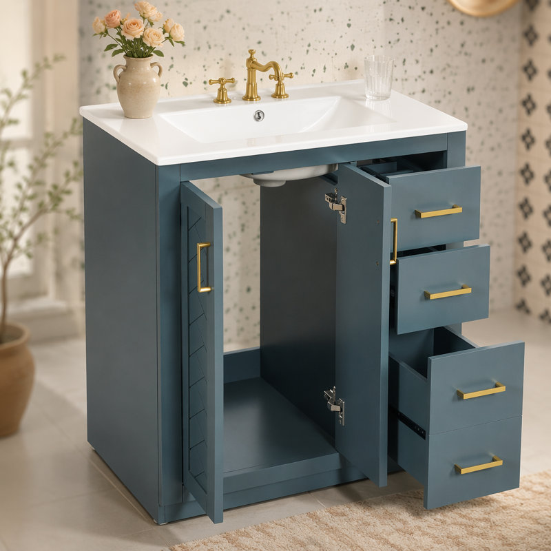 Single Bathroom Vanity with Ceramic Top