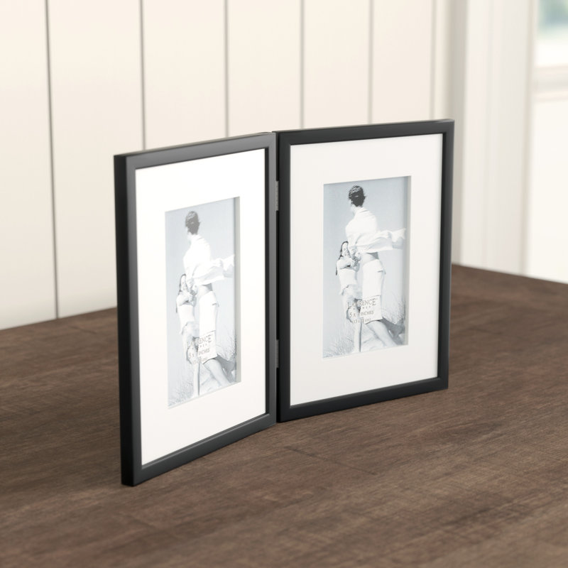 Ensemble de cadres photo double à charnière Contemporary, Noir mat
