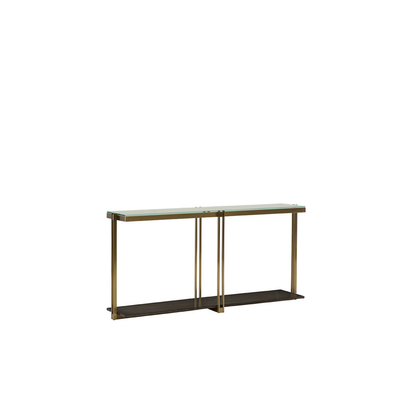Apex 66'' W Glass Console Table, Brass
