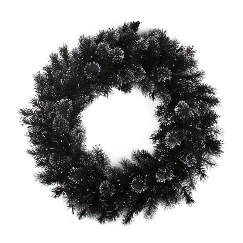 Silver Shimmer 36" Pine Artificial Christmas Wreath with Warm White LED Lights