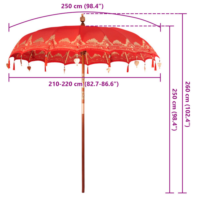 Beach Parasol, Red Abstract, 260cm H x 215cm W x 215cm D
