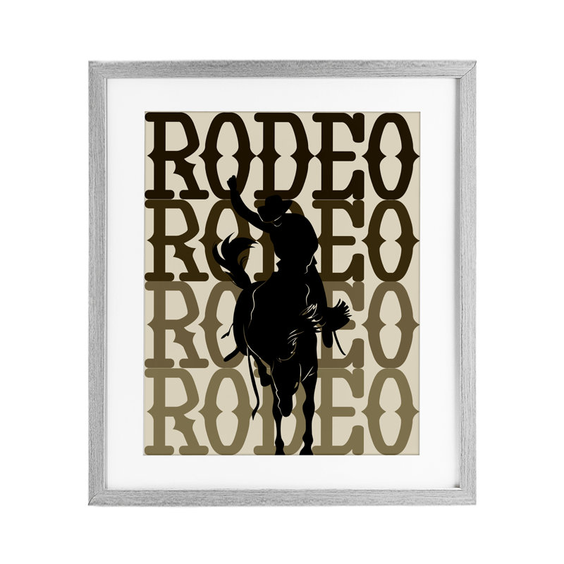 Rodeo Gradient Cowboy, reproduction encadrée sous verre, conception de CAD Designs, 21 x 17