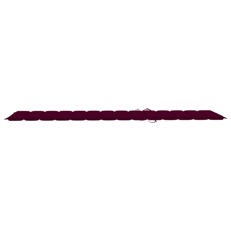 Prshant 80" Long Acacia Single chaise with Cushions, Brown, Wine Red