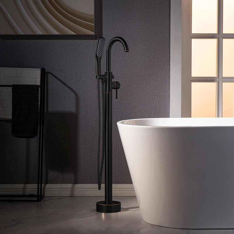 Single Handle Floor Mounted Freestanding Tub Faucet, Oil-Rubbed Bronze
