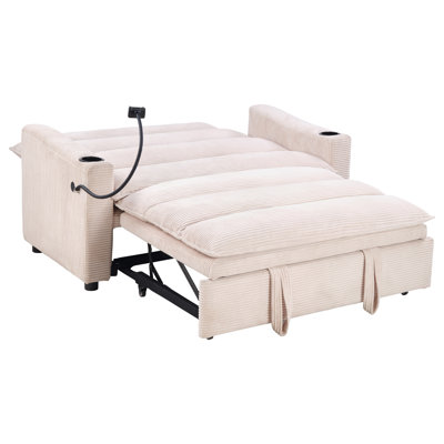 Modern 3-in-1 Convertible Sleeper Sofa Bed With Phone Holder And Cup Holders