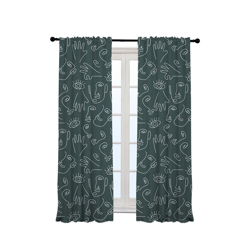 Bowlby Semi Sheer Curtain Pair, 140cm Width x 175cm Drop, Dark Mint
