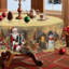 Nappe beige en polyester à motif de père Noël