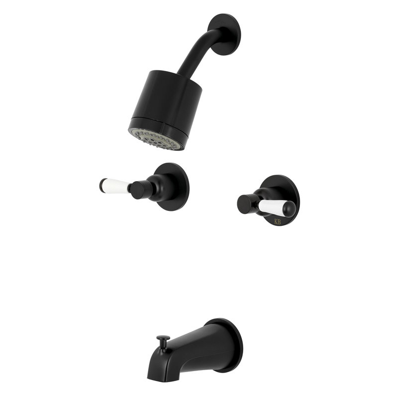 Kingston Brass Paris Double-Handle Tub and Shower Faucet, Matte Black