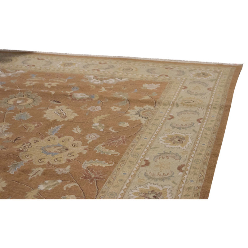 High-Quality Hand-Knotted Brown And Beige Area Rug