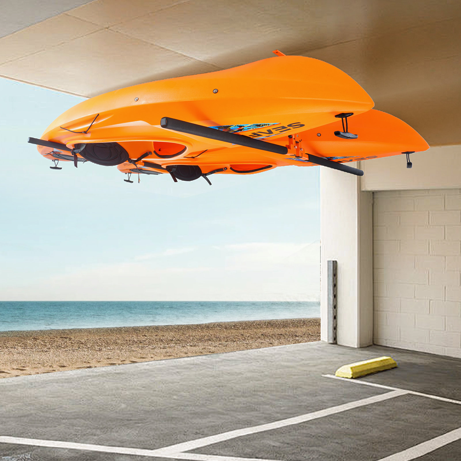 VEVOR Steel Ceiling Mounted Adjustable Kayak Rack | Wayfair