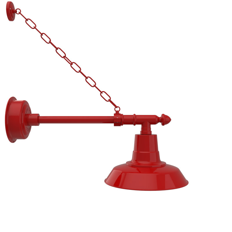 Luminaire de grange d'extérieur Oldage, H 10 po x l 12 po x P 27 po, Rouge cerise
