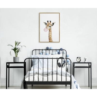 Bubble Gum Giraffe by Amy Peterson Framed Canvas Wall Art Print