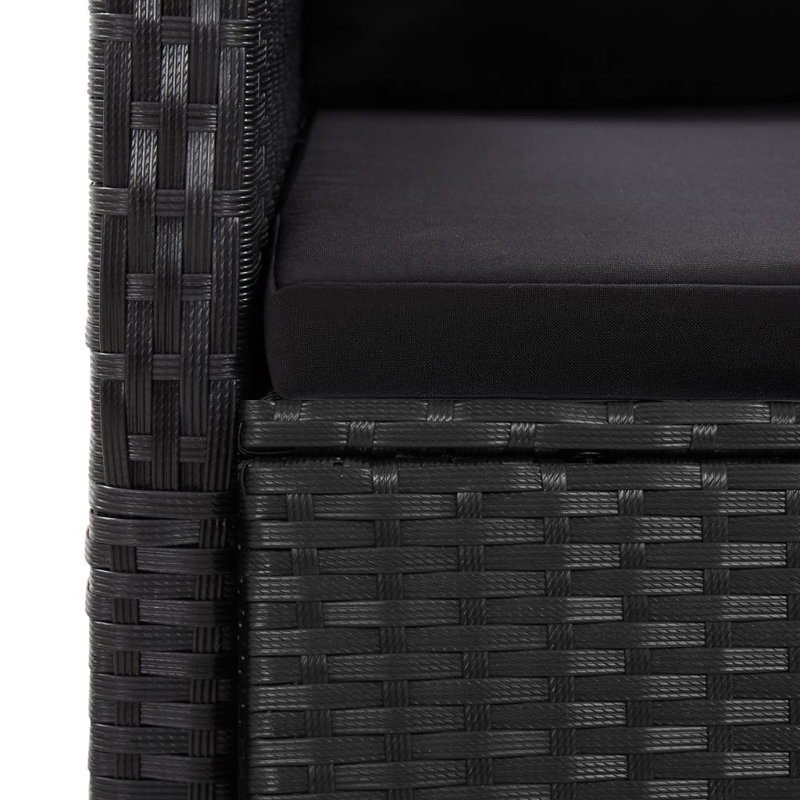 Garden Dining Set Black, 8