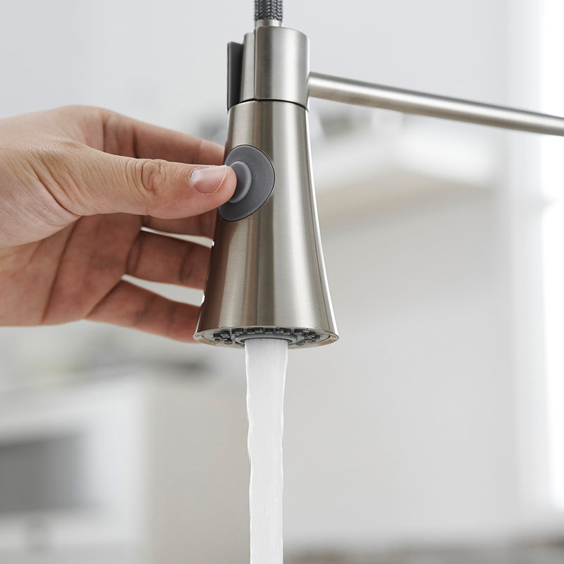 Robinet de cuisine de style commercial avec robinet coulissant en nickel brossé - évier à fonctionnement facile Installation et entretien faciles