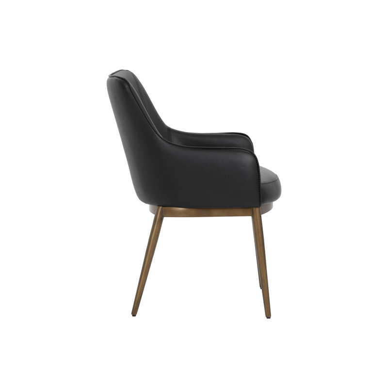 Irongate Upholstered Arm Chair, Black, Antique Brass