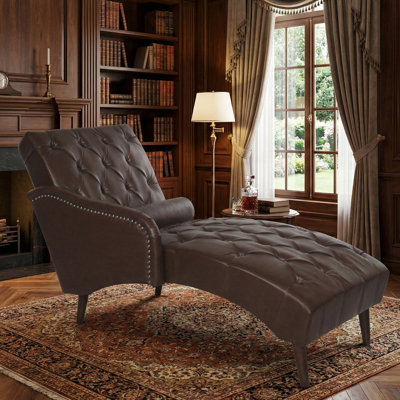 Chaise longue capitonnée en cuir de polyuréthane 60 "avec coussin