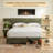Linen Upholstered Platform Bed with Attached Nightstands, Storage Drawers and Wood Slat Support-1914470010-1914470013