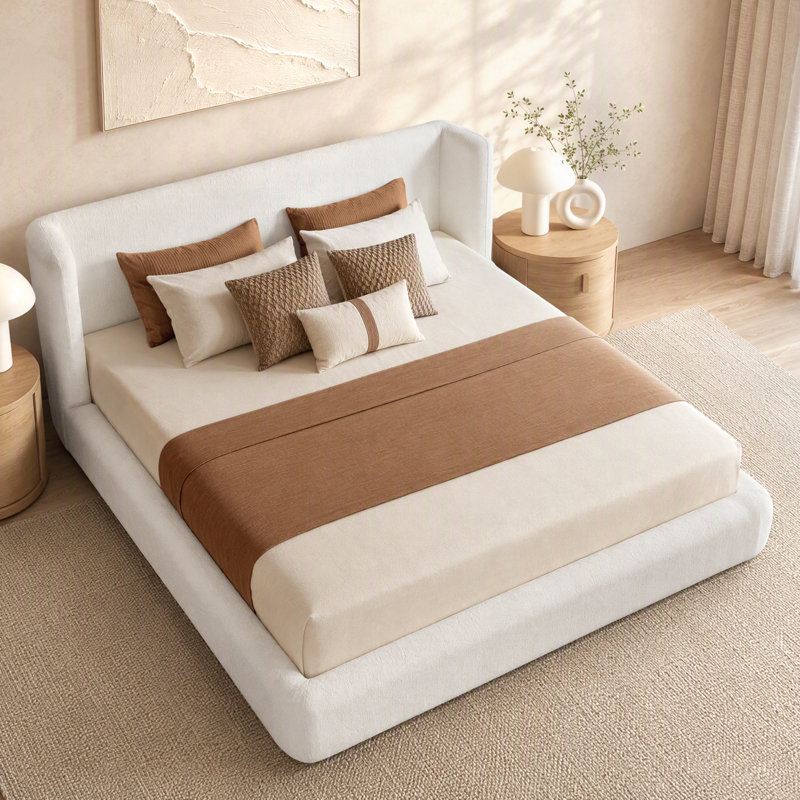 Cadre de lit Fournier AirFrame King avec tête de lit, cadre de lit plateforme rembourré Cloud, rembourrage en mousse de 12 cm, sans sommier, montage facile