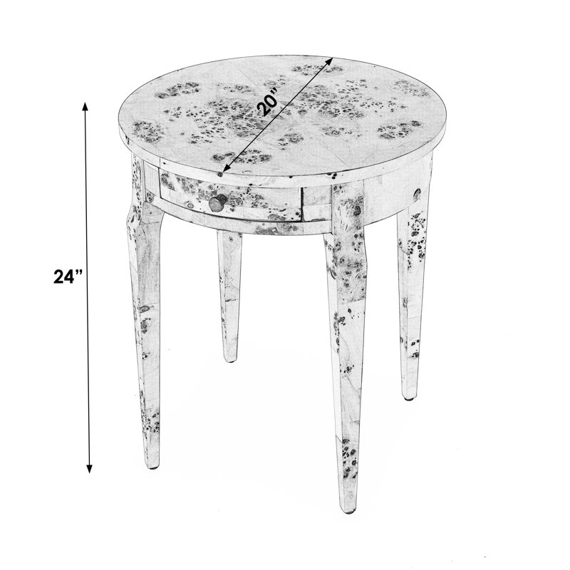 Archer 1 Drawer Burl Side Table, Natural 