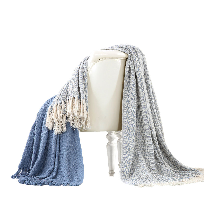 Jeté 100% coton Latina, Bleu