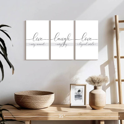 " Live Laugh Love Typography Multi Piece Canvas Print " 3 - Pieces