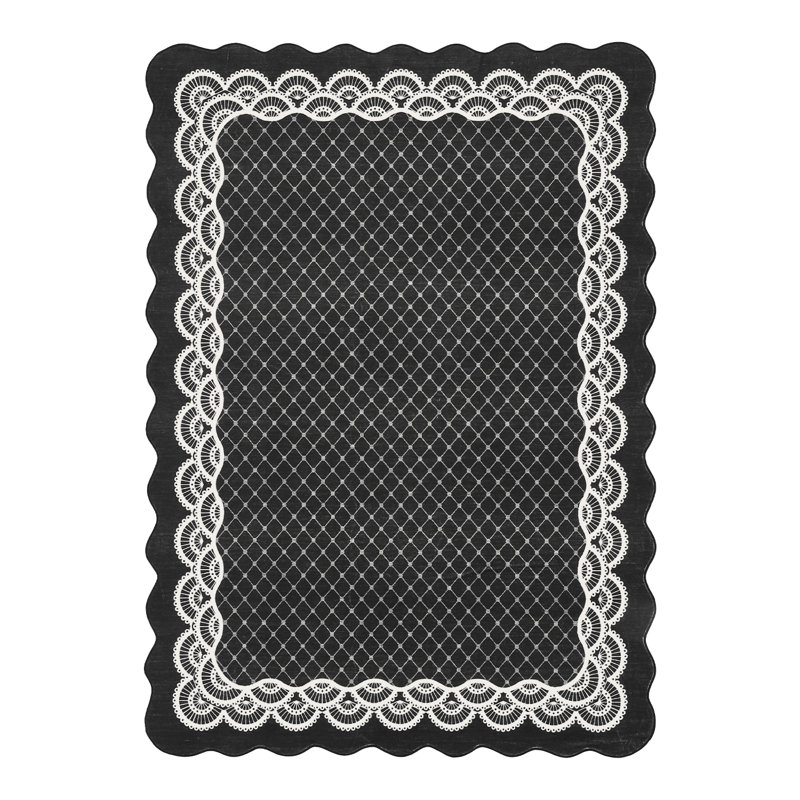 Machine Printed Area Rug, Rectangle 120 x 170 cm, Black
