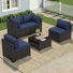 4-Person All-Weather Wicker Modular Patio Conversation Set with Thick Supportive Cushions