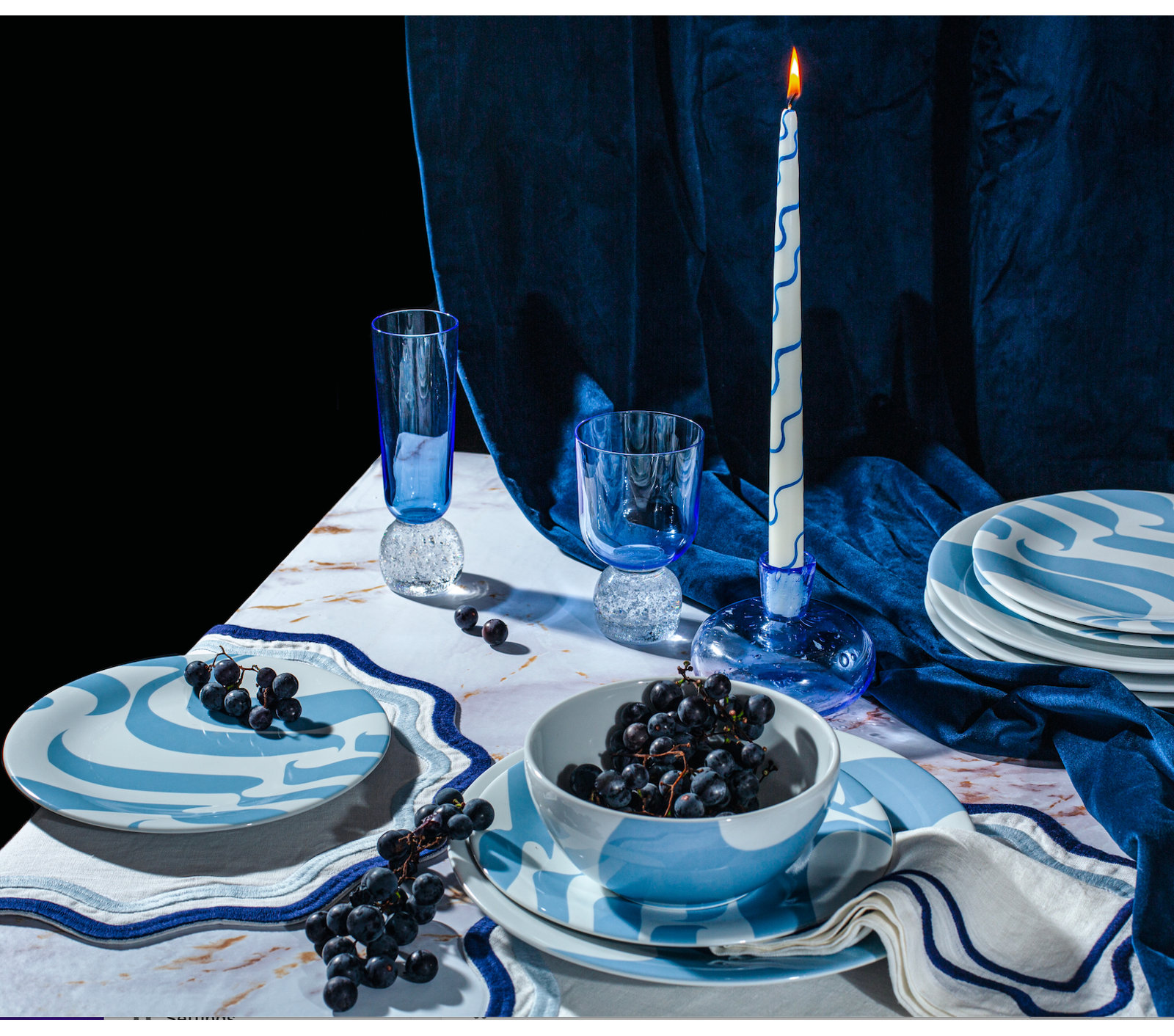 Colorblock Linen Napkin, Dark Blue