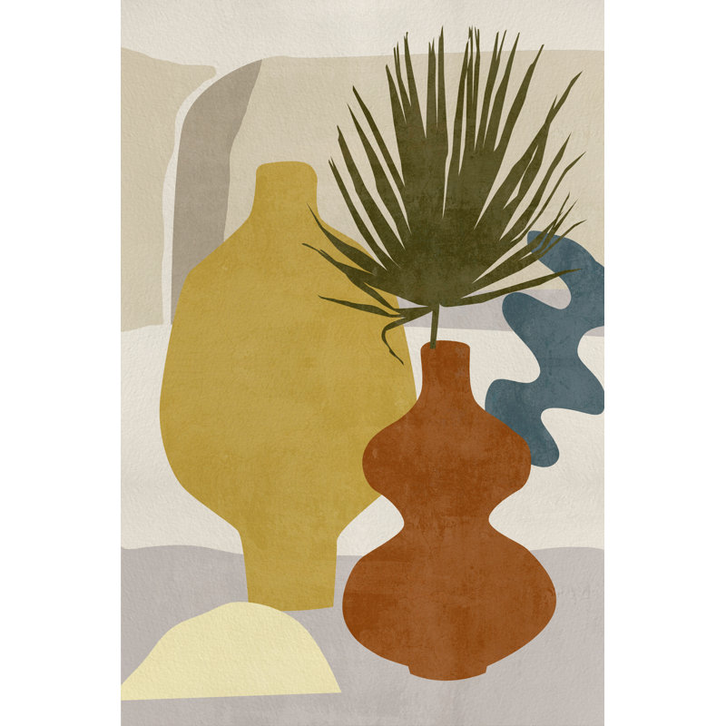 Vases décorés II, H 36 po x l 24 po, Impression encadrée avec passe-partout, Noir