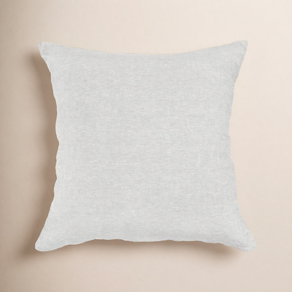 Linen Pillow Cover, Pebble Heather, Square 26", Down Alternative