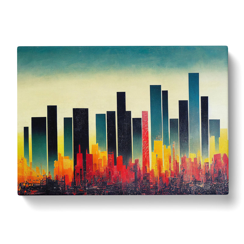 Dreamlike Skyscraper Skyline - Wrapped Canvas Print, 35cm H x 50cm W x 3cm D