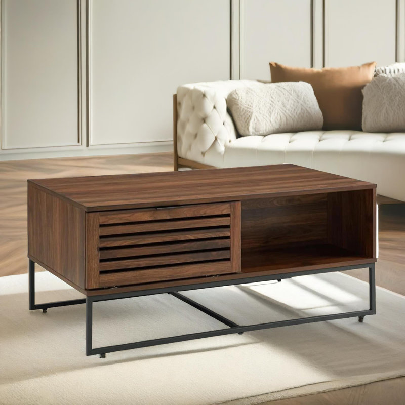 Akshaye Rustic Brown Enclosed Coffee Table with Storage Compartment Living Room