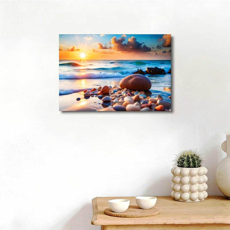 «Blue Sea Sunset White Ocean», reproduction d'art sur toile, 12 x 18