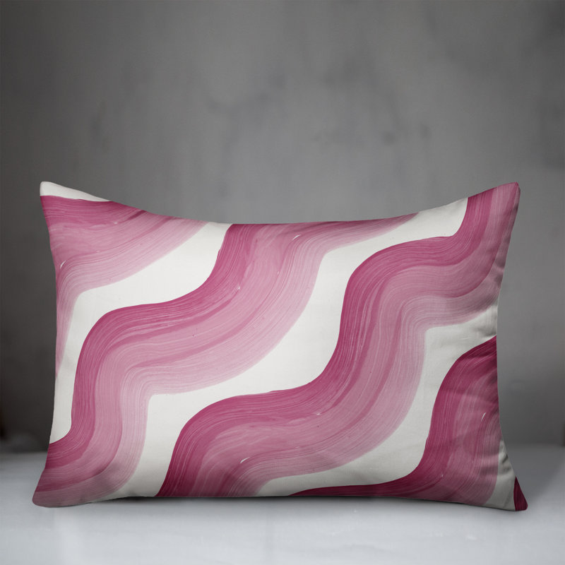 Coussin extérieur bleu et rose Waves, Rose, H 18 po x l 25 po