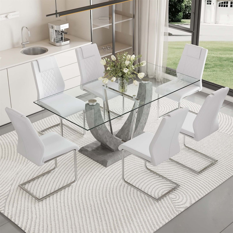 Rectangle Baileyville, Blanc / argenté, Gris, 7