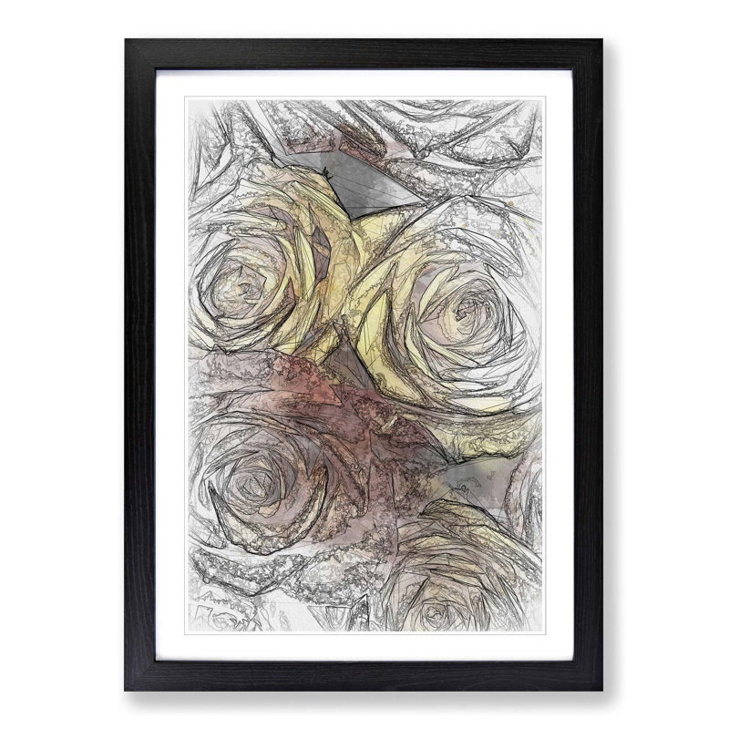 View of the Roses in Abstract - Picture Frame Graphic Art Print, 91cm H x 60cm W x 2cm D, Black