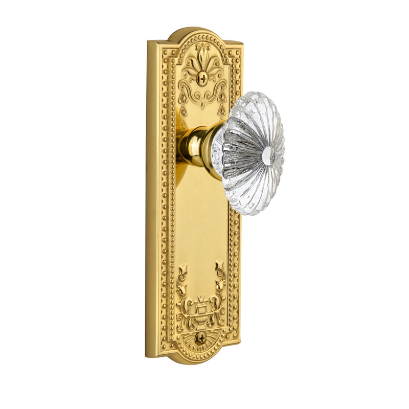Grandeur Parthenon Plate Single Dummy with Burgundy Crystal Door Knob, Lifetime Brass