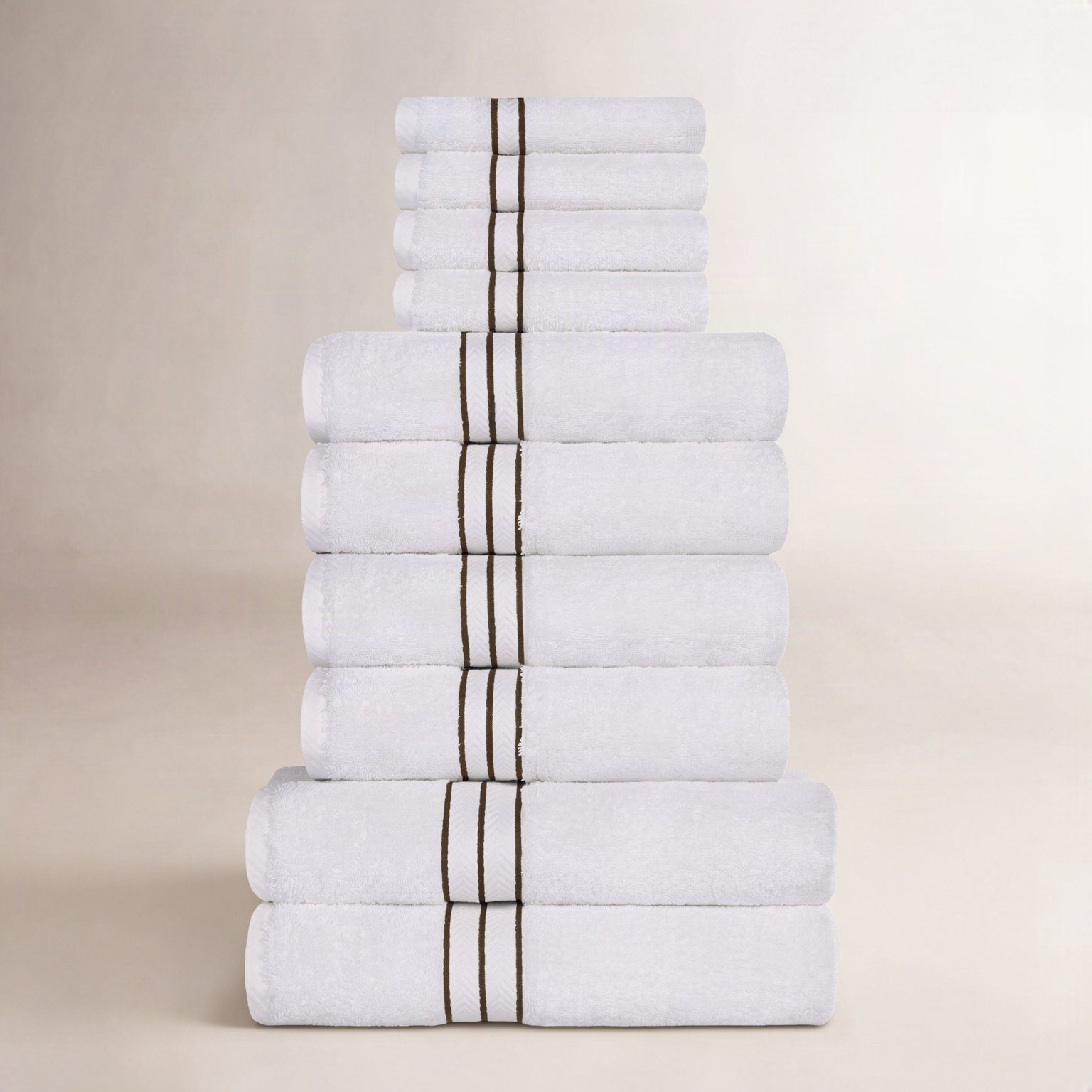 Josann 10-Piece Turkish Cotton Towel Set, Latte