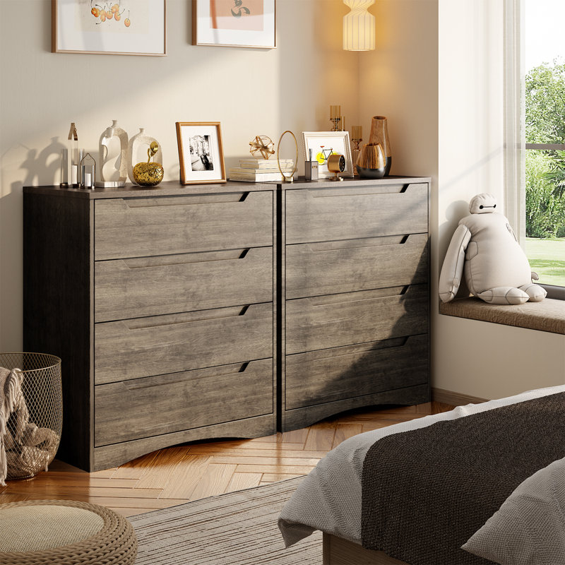Commode 4 tiroirs l 28 po pour chambre ou salon, Marron foncé