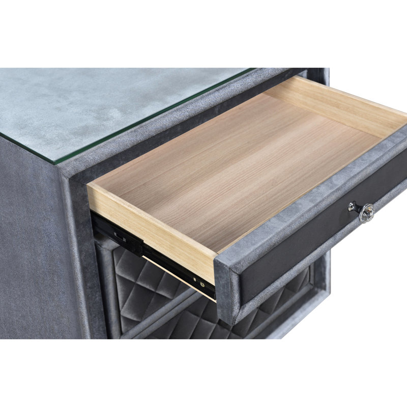 3 tables de chevet avec tiroirs en velours et plateau à bijoux