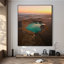 Très grande reproduction d'art sur toile - Lac de cratère turquoise au coucher du soleil, décoration d'art pour le salon ou la chambre à coucher - «Assemblage requis du cadre (cadre non fini)»